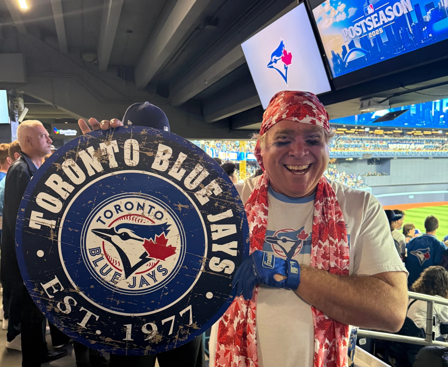 Fan Geoffrey Fulton poses with his Blue Jays gear: AP PhotoRob Gillies